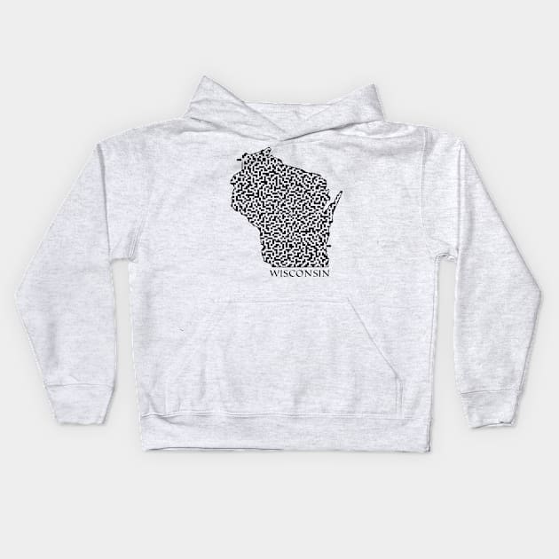 State of Wisconsin Maze Kids Hoodie by gorff